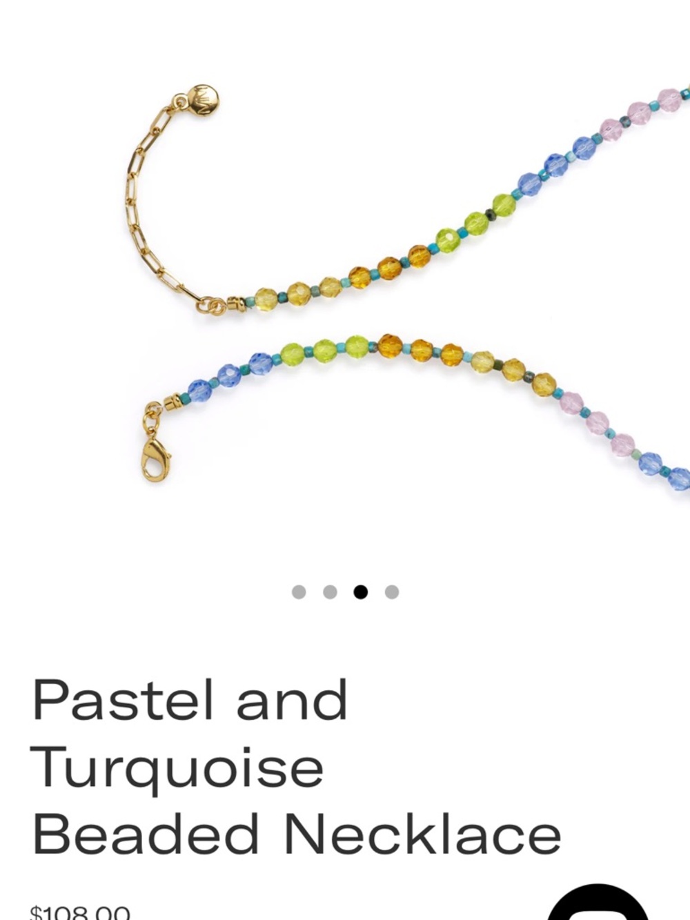 Mayamar Pastel, 24 karat gold and Real Turquoise Beaded Necklace NEW $108 MSRP - Picture 12 of 13